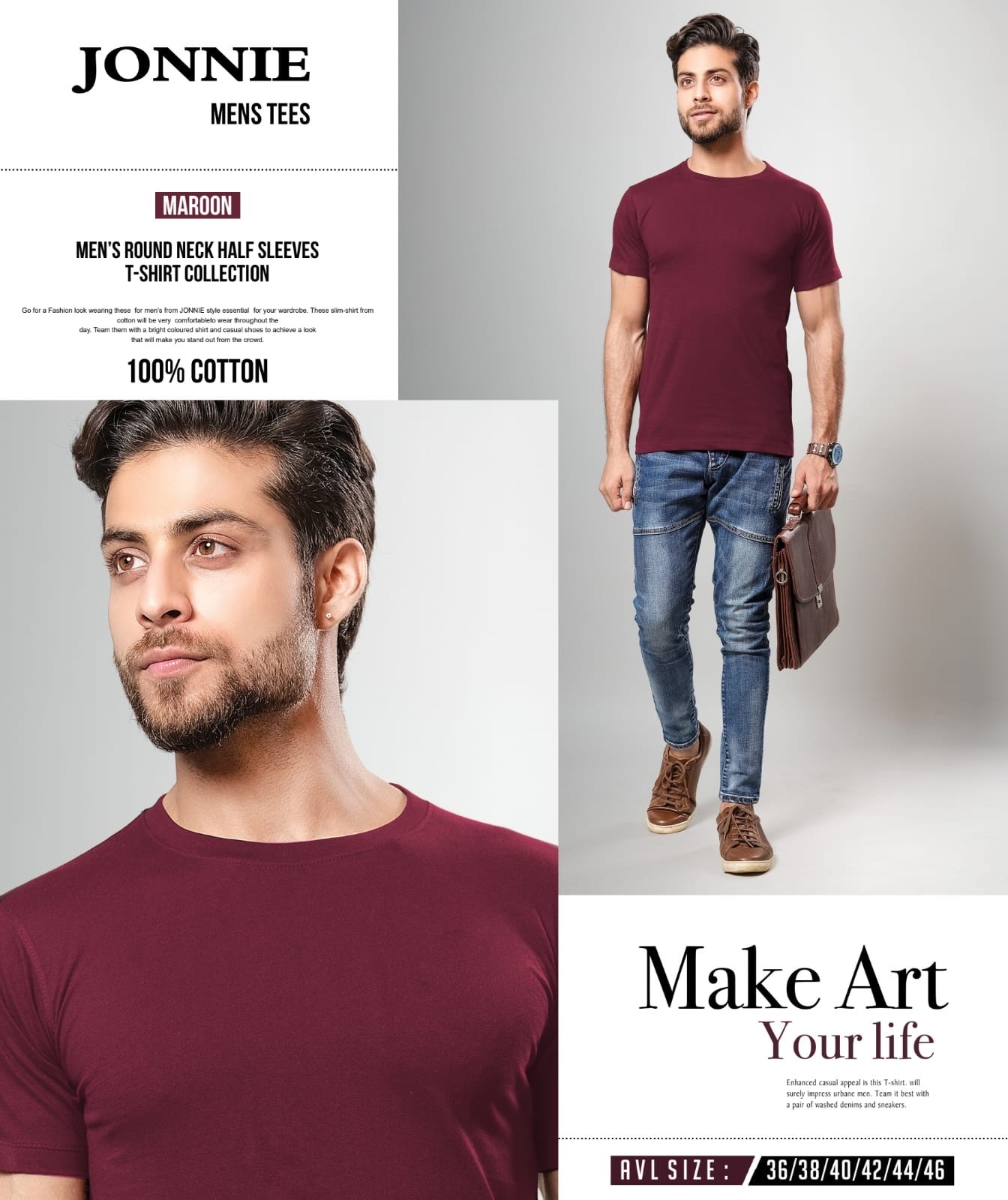 Jonnie Bio Wash Cotton Round Neck T-Shirt Jonnie Bio Wash Cotton Round Neck T-Shirt
