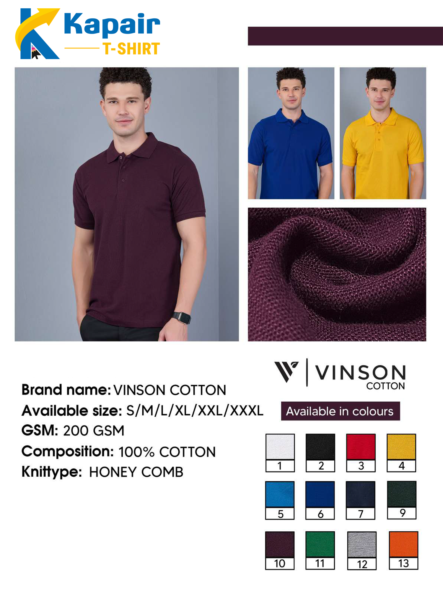 Vinson Cotton Collar Neck T-Shirt for Your Business | Kapair T-Shirt Vinson Cotton Collar Neck T-Shirt for Your Business | Kapair T-Shirt